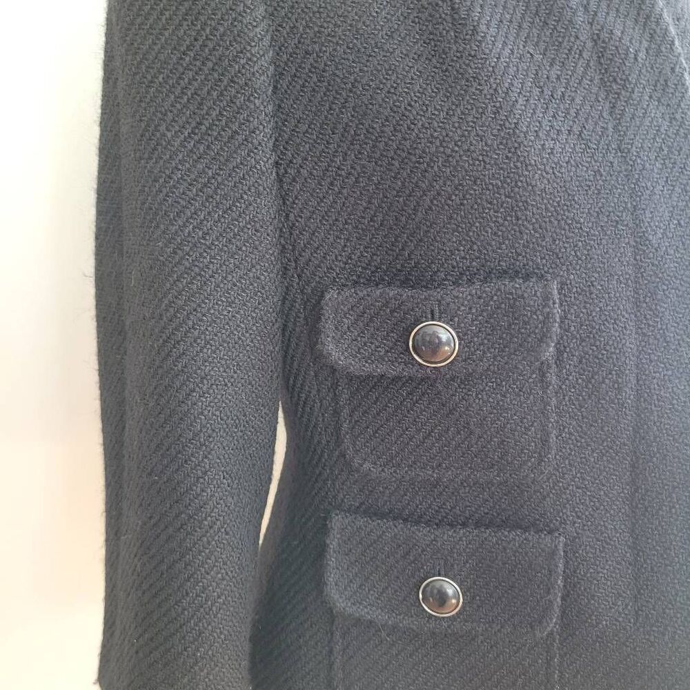 Talbots wool blend black chanel inspired blazer office workwear goth preppy acad - Picture 5 of 12